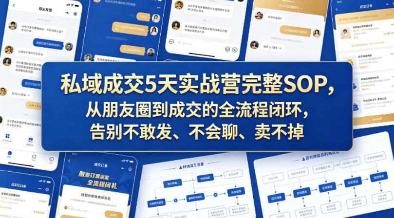 私域成交5天实战营完整SOP：从朋友圈到成交的全流程闭环，告别不敢发、不会聊、卖不掉-AI创作学习-提示词应用-短视频玩法野草AI资源学习网