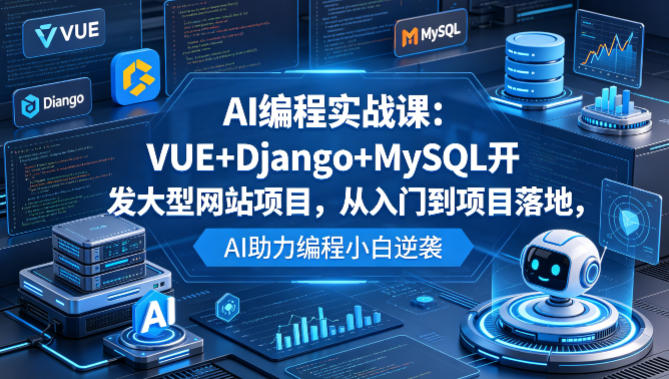 AI编程实战课：VUE+Django+MySQL开发大型网站项目，从入门到项目落地-AI创作学习-提示词应用-短视频玩法野草AI资源学习网