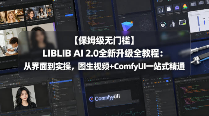 LIBLIB AI 2.0全新升级全教程：从界面到实操，图生视频+ComfyUI一站式精通-AI创作学习-提示词应用-短视频玩法野草AI资源学习网