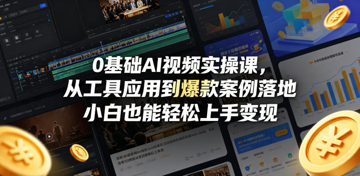 0基础AI视频实操课，从工具应用到爆款案例落地，小白也能轻松上手变现-AI创作学习-提示词应用-短视频玩法野草AI资源学习网