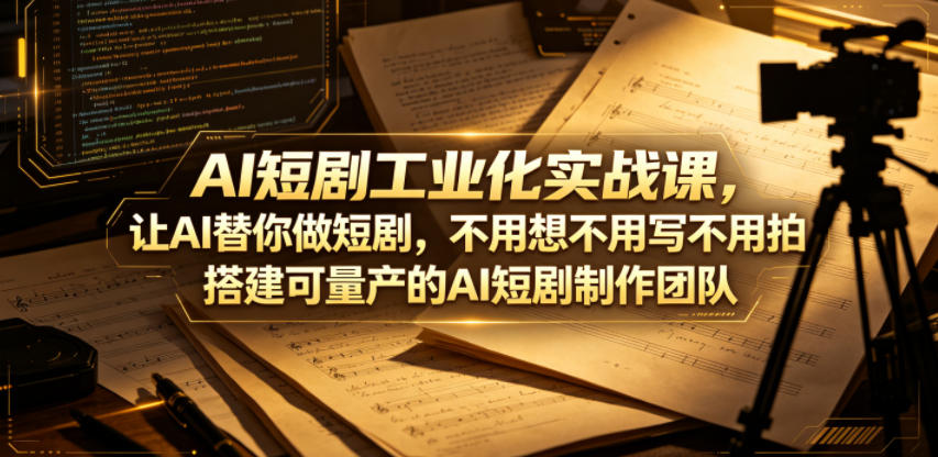 AI短剧工业化实战课：让AI替你做短剧，搭建可量产的AI短剧制作团队-AI创作学习-提示词应用-短视频玩法野草AI资源学习网