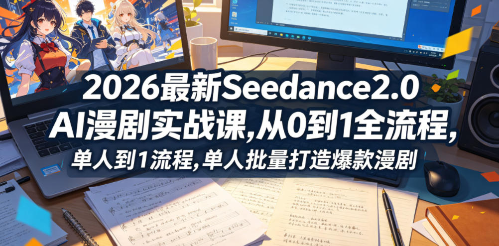 26年最新Seedance2.0 【AI漫剧】实战课,,从0到1全流程,单人批量打造爆款漫剧【附全套资料+提示词】-AI创作学习-提示词应用-短视频玩法野草AI资源学习网