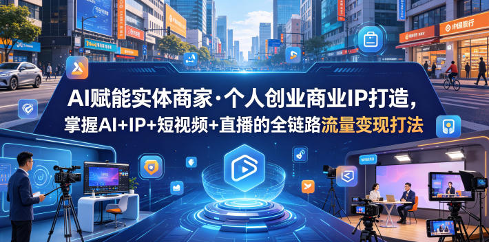 AI赋能实体商家·个人创业商业IP打造，掌握AI+IP+短视频+直播的全链路流量变现打法-AI创作学习-提示词应用-短视频玩法野草AI资源学习网