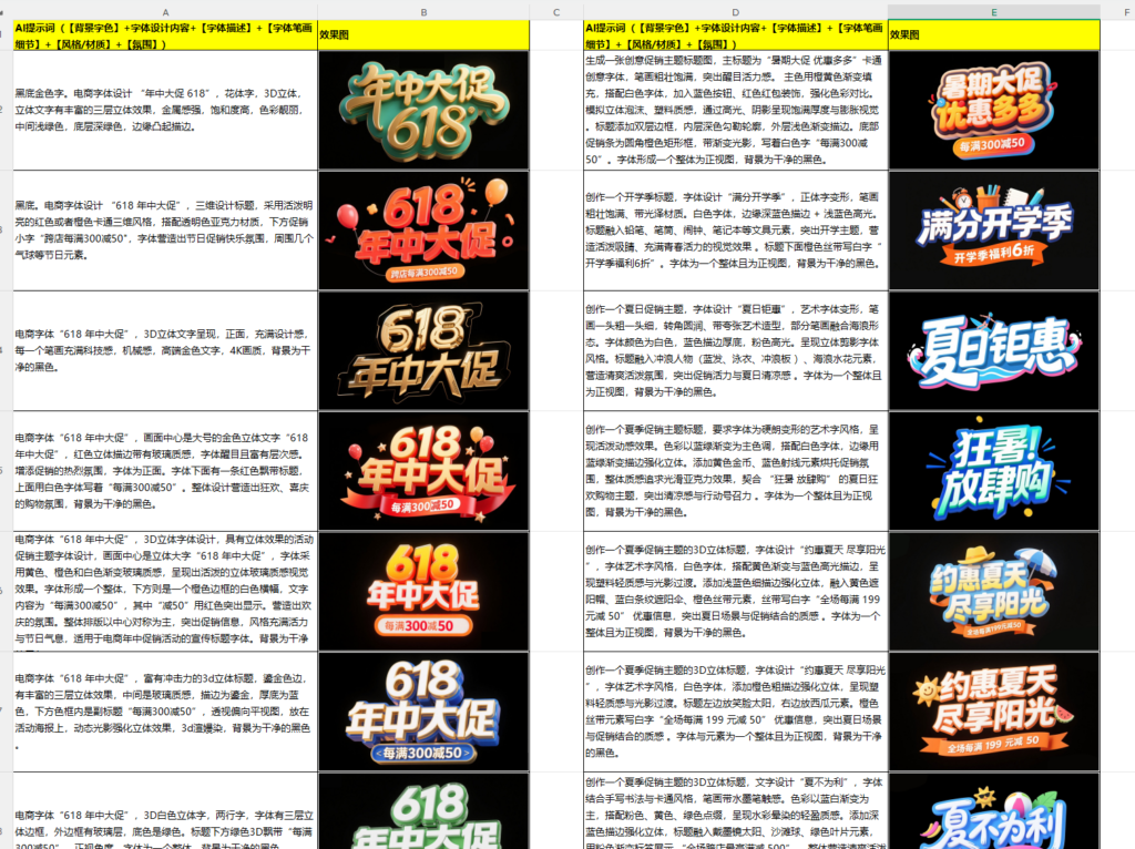 即梦豆包4.0【字体特效】1000+套，AI提示词prompt，轻松生成绝美艺术字体效果-AI创作学习-提示词应用-短视频玩法野草AI资源学习网