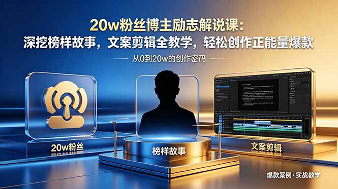20w粉丝博主:【励志解说】视频实操讲解课,深挖榜样故事,文案剪辑全教学-AI创作学习-提示词应用-短视频玩法野草AI资源学习网