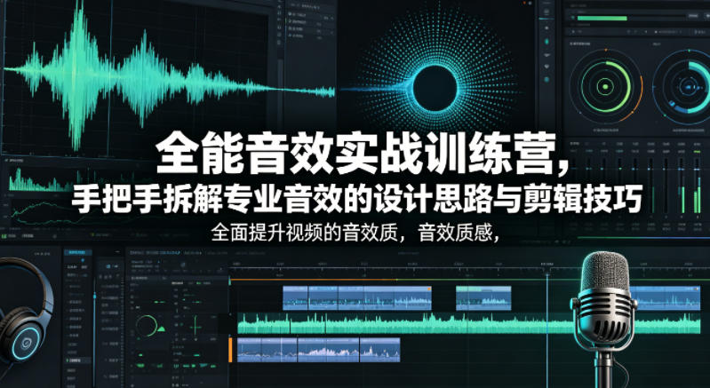 秋拾：【全能音效实战训练营】手把手拆解专业音效的设计思路与剪辑技巧，全面提升视频的音效质感-AI创作学习-提示词应用-短视频玩法野草AI资源学习网