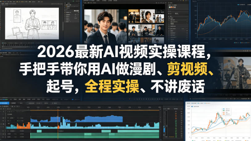 2026最新AI视频实操课程，手把手带你用AI做漫剧、剪视频、起号，全程实操-AI创作学习-提示词应用-短视频玩法野草AI资源学习网