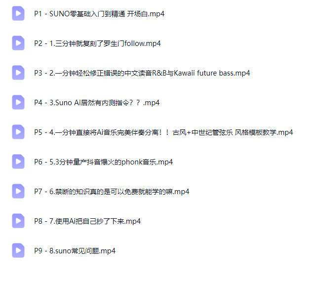 图片[4]-AI创作学习-提示词应用-短视频玩法【AI音乐编曲】制作音乐教程，生成创作Suno音乐人，视频课程基础入门 -AI创作学习-提示词应用-短视频玩法野草AI资源学习网