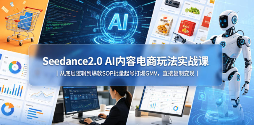 Seedance2.0 AI内容电商玩法实战课｜从底层逻辑到爆款SOP批量起号打爆GMV【附飞书文档】-AI创作学习-提示词应用-短视频玩法野草AI资源学习网