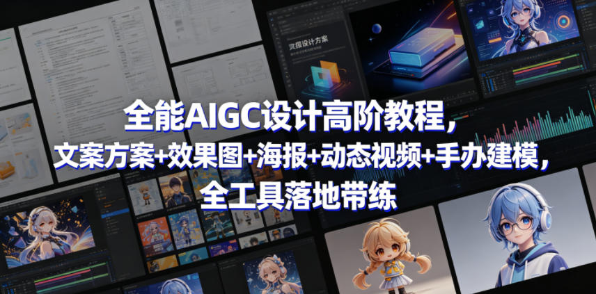 AIGC设计高阶教程，文案方案+效果图+海报+动态视频+手办建模，全工具落地带练-AI创作学习-提示词应用-短视频玩法野草AI资源学习网