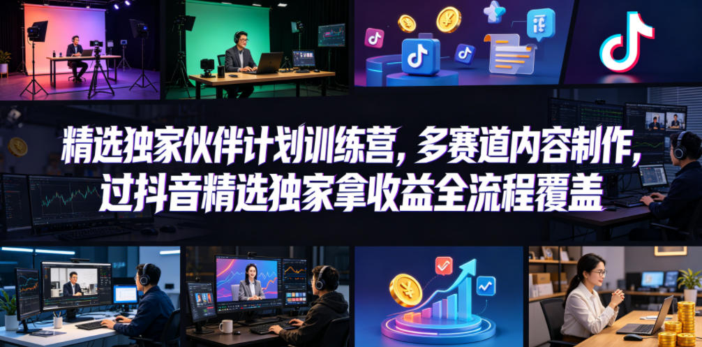 小豁食堂:精选独家伙伴计划训练营,多赛道内容制作,过抖音精选独家拿收益全流程覆盖-AI创作学习-提示词应用-短视频玩法野草AI资源学习网