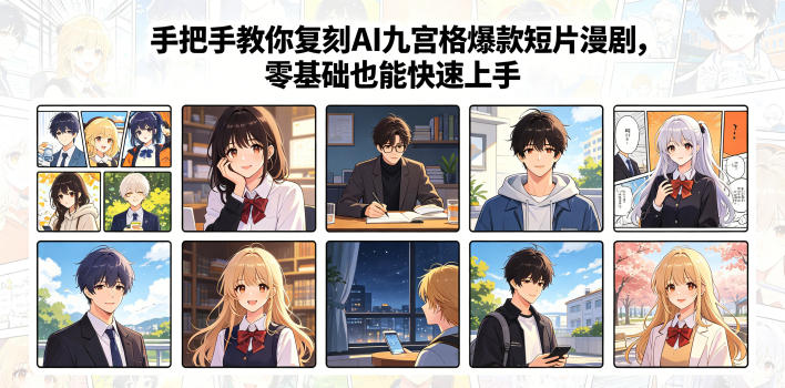 手把手教你复刻AI九宫格爆款短片漫剧，零基础也能快速上手-AI创作学习-提示词应用-短视频玩法野草AI资源学习网