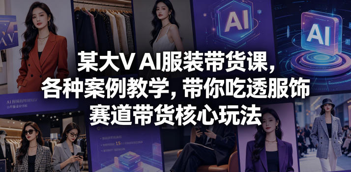 某大V AI服装带货课，各种案例教学，带你吃透服饰赛道带货核心玩法-AI创作学习-提示词应用-短视频玩法野草AI资源学习网