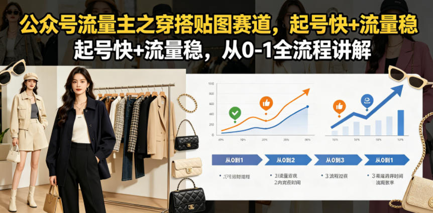 公众号流量主：【穿搭贴图】赛道，起号快+流量稳，从0-1全流程讲解-AI创作学习-提示词应用-短视频玩法野草AI资源学习网