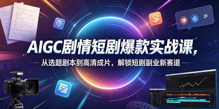AIGC剧情短剧爆款实战课，从选题剧本到高清成片，解锁短剧副业新赛道-AI创作学习-提示词应用-短视频玩法野草AI资源学习网