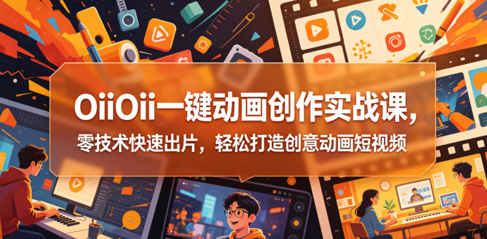 OiiOii一键动画创作实战课,零技术快速出片,轻松打造创意动画短视频-AI创作学习-提示词应用-短视频玩法野草AI资源学习网