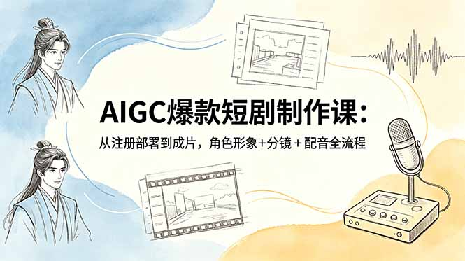 AIGC爆款短剧制作课:从注册部署到成片,角色形象+分镜+配音全流程-AI创作学习-提示词应用-短视频玩法野草AI资源学习网