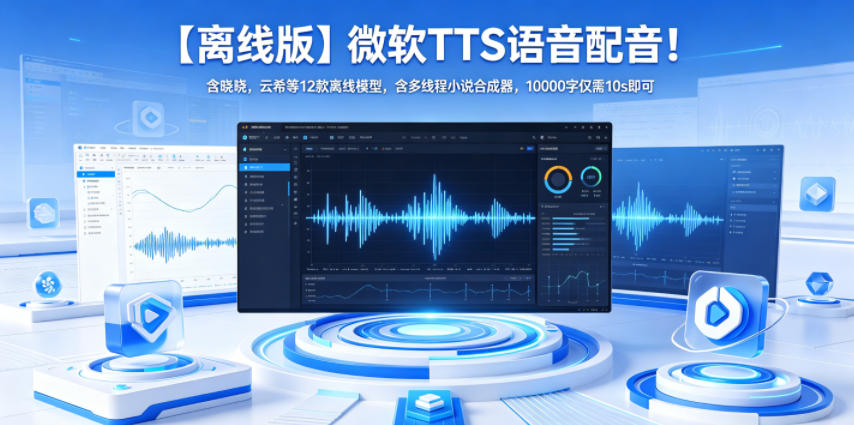 【离线版】微软TTS语音配音！含晓晓，云希等12款离线模型，含多线程小说合成器-AI创作学习-提示词应用-短视频玩法野草AI资源学习网