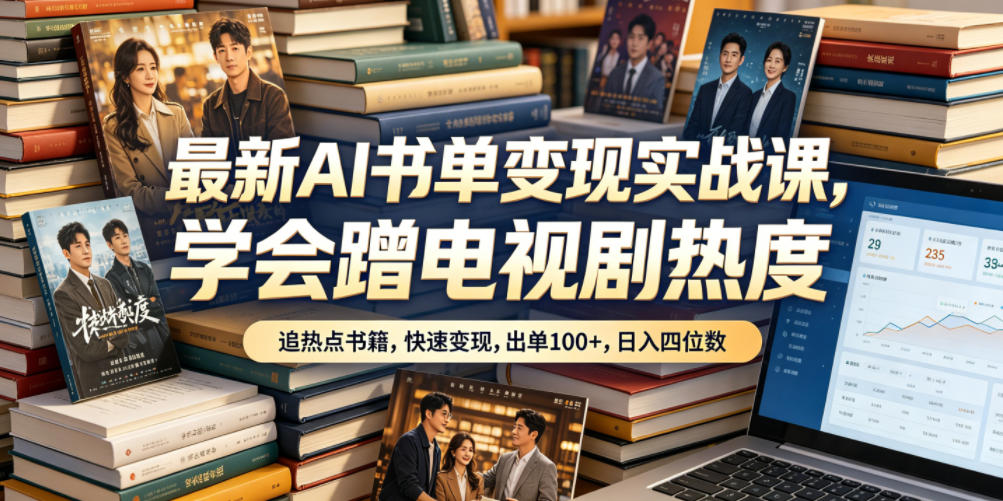 最新AI书单变现实战课，学会蹭电视剧热度，追热点书籍，快速变现-AI创作学习-提示词应用-短视频玩法野草AI资源学习网