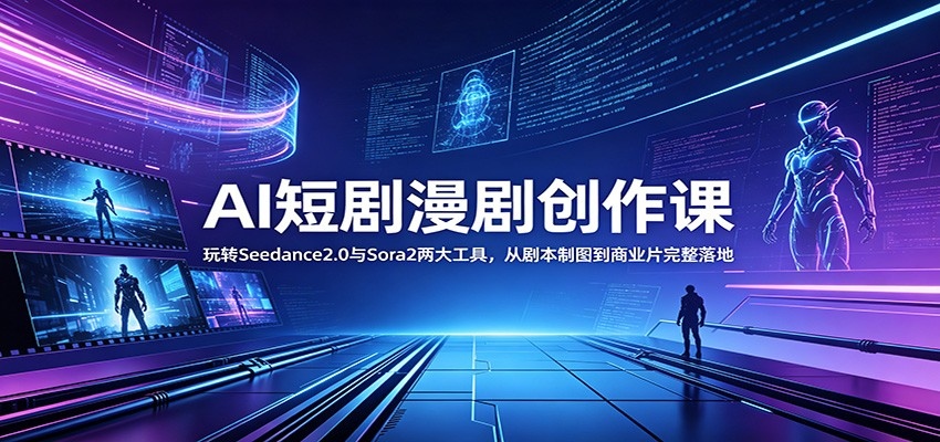 Jerry：【AI短剧漫剧创作课】玩转Seedance2.0与 Sora2两大工具，从剧本制图到商业片完整落地-AI创作学习-提示词应用-短视频玩法野草AI资源学习网