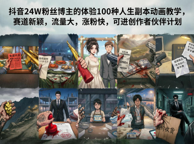 图片[2]-AI创作学习-提示词应用-短视频玩法抖音32W粉丝博主局外人笔记的体验人生副本动画教学，拿伙伴计划+精选独家收益【录制版】-AI创作学习-提示词应用-短视频玩法野草AI资源学习网