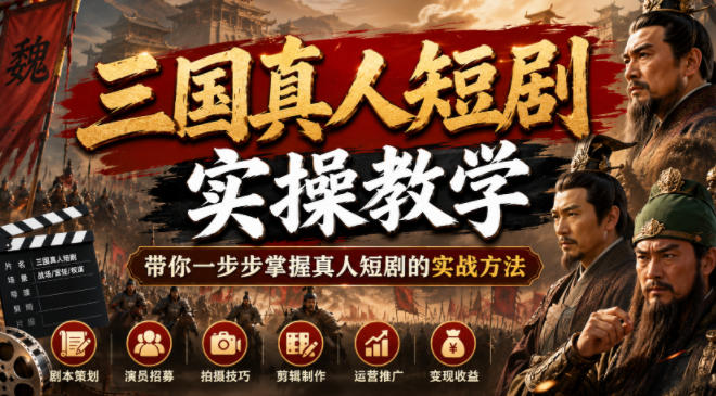 三国真人短剧实操教学，带你一步步掌握真人短剧的实战方法-AI创作学习-提示词应用-短视频玩法野草AI资源学习网