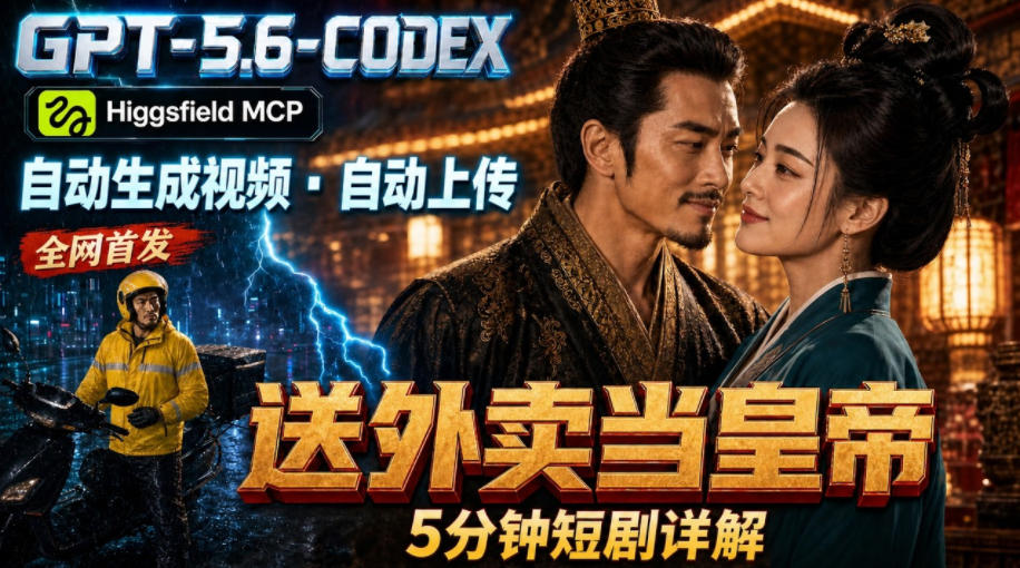GPT-5.6 Codex+Higgsfield MCP:一条指令生成5分钟短剧并自动上传YouTube(油管)-AI创作学习-提示词应用-短视频玩法野草AI资源学习网