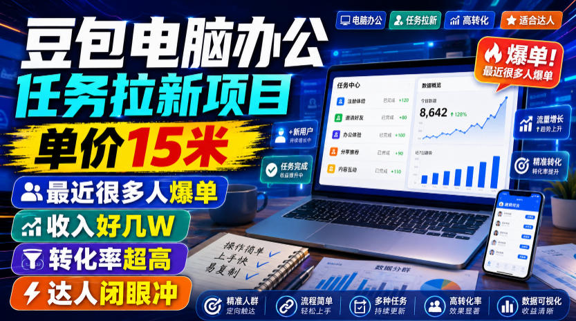 豆包电脑办公任务拉新项目，单价15米，最近很多人爆单，收入好几W，转化率超高-AI创作学习-提示词应用-短视频玩法野草AI资源学习网