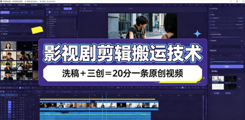 影视剧剪辑搬运技术，洗稿+三创=20分一条原创视频-AI创作学习-提示词应用-短视频玩法野草AI资源学习网