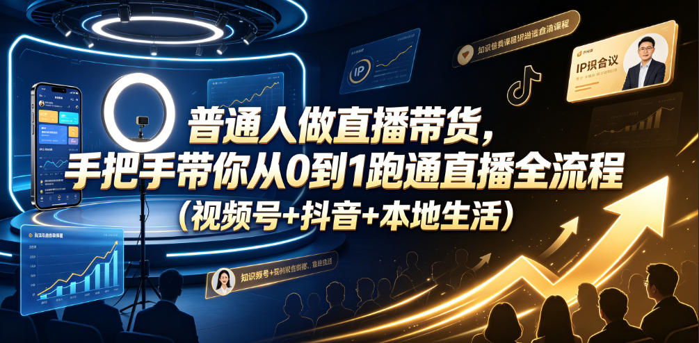 普通人做直播带货,手把手带你从0到1跑通直播全流程(视频号+抖音+本地生活)-AI创作学习-提示词应用-短视频玩法野草AI资源学习网