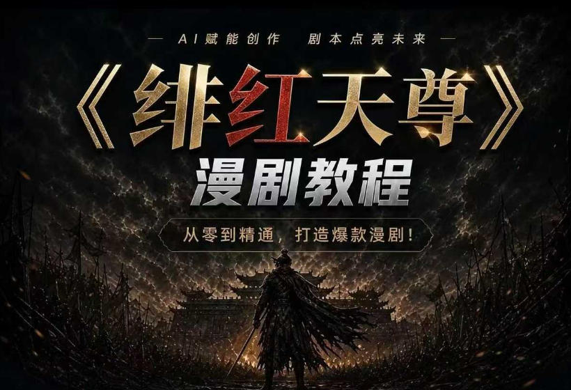 绯红天尊AI漫剧系统教程|从零入门到精通,工具运用+剧本创作+爆款逻辑+提示词素材+镜头剪辑,全套实战课-AI创作学习-提示词应用-短视频玩法野草AI资源学习网
