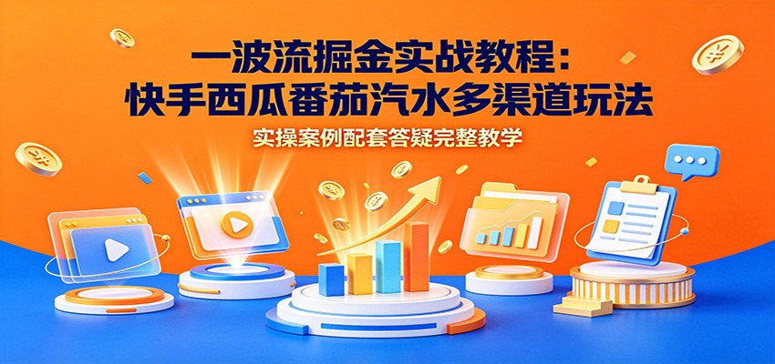 一波流掘金实战教程：快手西瓜番茄汽水多渠道玩法，实操案例配套答疑完整教学-AI创作学习-提示词应用-短视频玩法野草AI资源学习网