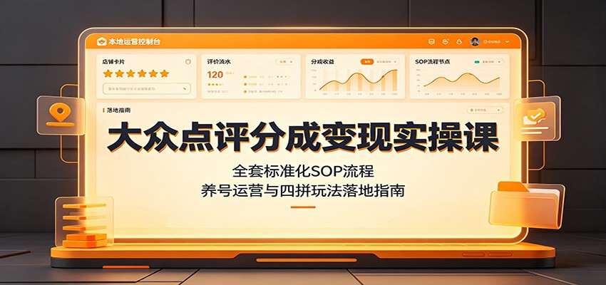 大众点评分成变现实操课:全套标准化SOP流程,养号运营与四拼玩法落地指南-AI创作学习-提示词应用-短视频玩法野草AI资源学习网