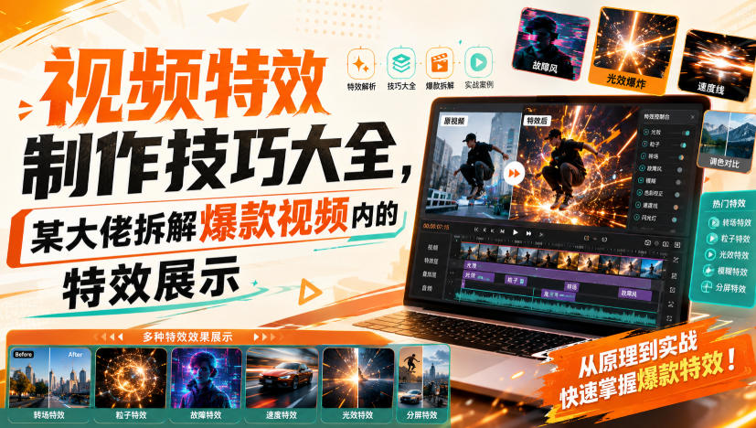 视频特效制作技巧大全,某大佬拆解爆款视频内的特效展示-AI学习-副业网赚项目-自媒体运营-AI创作提示词-短视频玩法-AI技能提升野草AI资源学习网