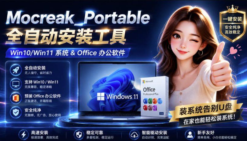 Mocreak全自动安装office和win10、win11系统,告别U盘装系统,使用安全可靠-AI学习-副业网赚项目-自媒体运营-AI创作提示词-短视频玩法-AI技能提升野草AI资源学习网