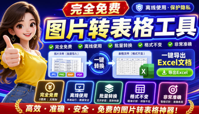 图片表格识别提取工具,支持一键从图片中智能提取表格并导出Excel文件,可离线免网运行,FastTableOCR-AI学习-副业网赚项目-自媒体运营-AI创作提示词-短视频玩法-AI技能提升野草AI资源学习网
