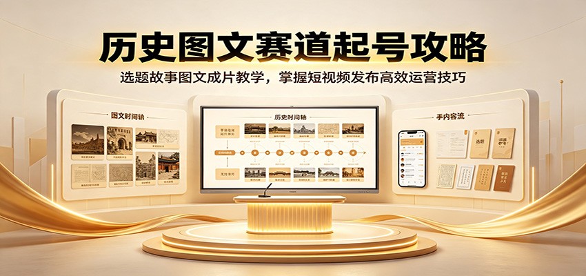 历史图文赛道起号攻略:选题故事图文成片教学,掌握短视频发布高效运营技巧-AI创作学习-提示词应用-短视频玩法野草AI资源学习网