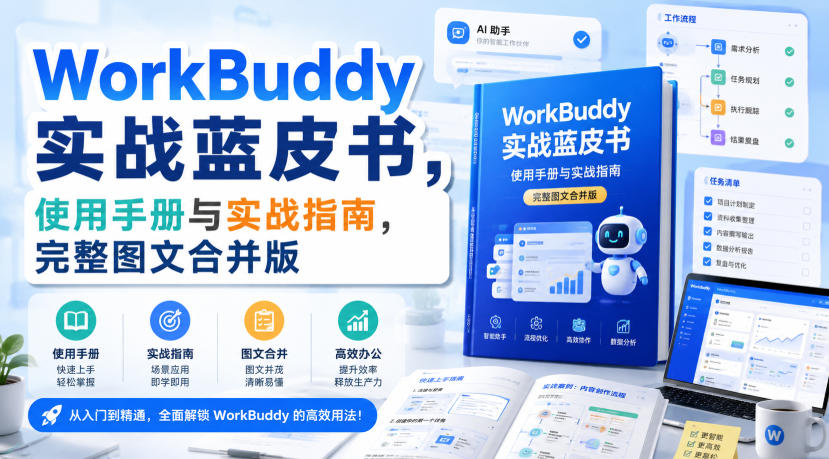 WorkBuddy实战蓝皮书,使用手册与实战指南,完整图文合并版-AI学习-副业网赚项目-自媒体运营-AI创作提示词-短视频玩法-AI技能提升野草AI资源学习网