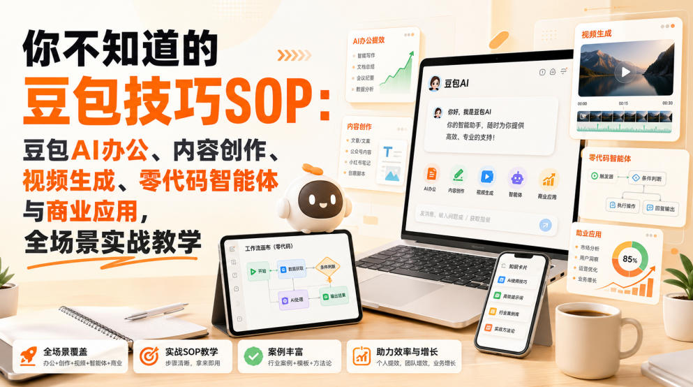 你不知道的豆包技巧SOP:豆包AI办公、内容创作、视频生成、零代码智能体与商业应用,全场景实战教学-AI学习-副业网赚项目-自媒体运营-AI创作提示词-短视频玩法-AI技能提升野草AI资源学习网