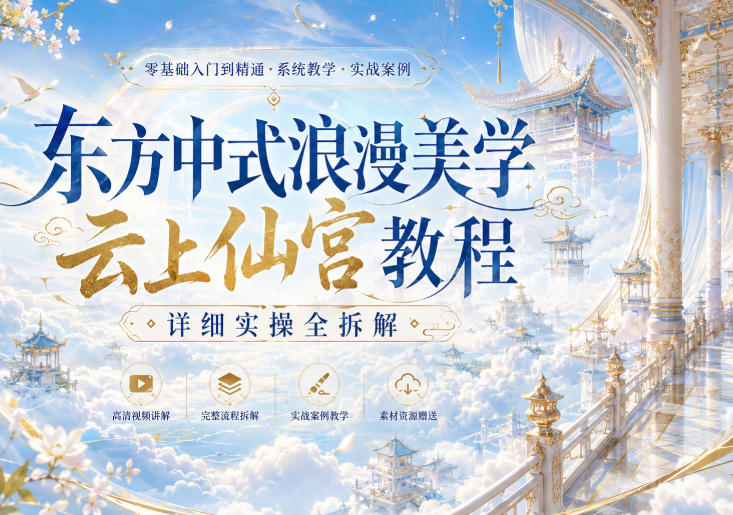 东方中式浪漫美学云上仙宫教程,详细实操全拆解-AI学习-副业网赚项目-自媒体运营-AI创作提示词-短视频玩法-AI技能提升野草AI资源学习网