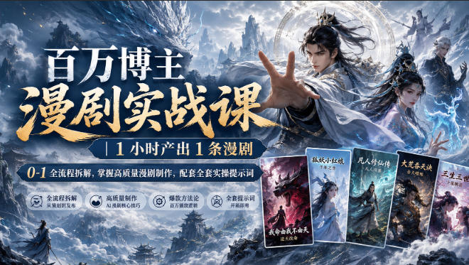 百万博主漫剧实战课:1小时产出1条漫剧,0‑1全流程拆解,配套全套实操提示词-AI学习-副业网赚项目-自媒体运营-AI创作提示词-短视频玩法-AI技能提升野草AI资源学习网